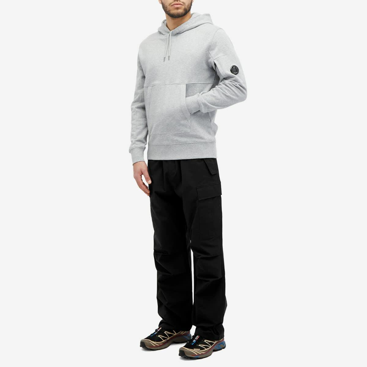 C.P. Company Men's Diagonal Raised Fleece Hoodie in Grey