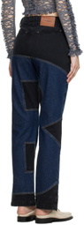 BARRAGÁN SSENSE Exclusive Blue & Black B-Bottom Panel Jeans