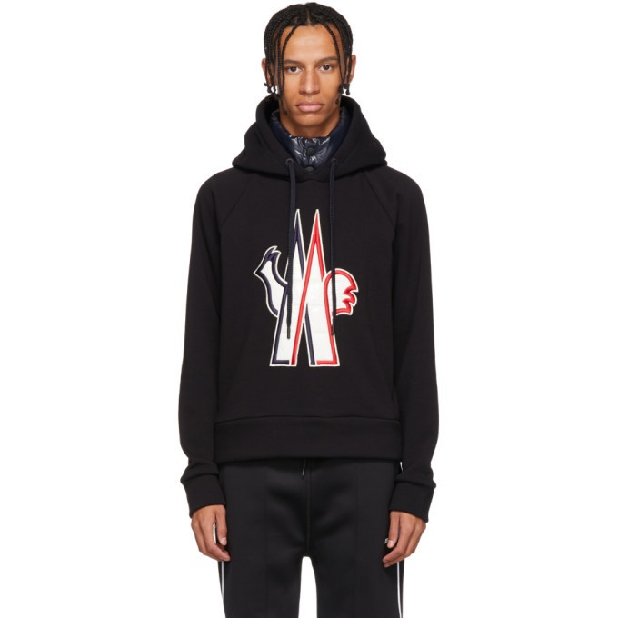 Photo: Moncler Grenoble Black Embroidered Logo Hoodie