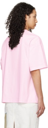 Lanvin Pink Oversized Embroidered Curb T-Shirt