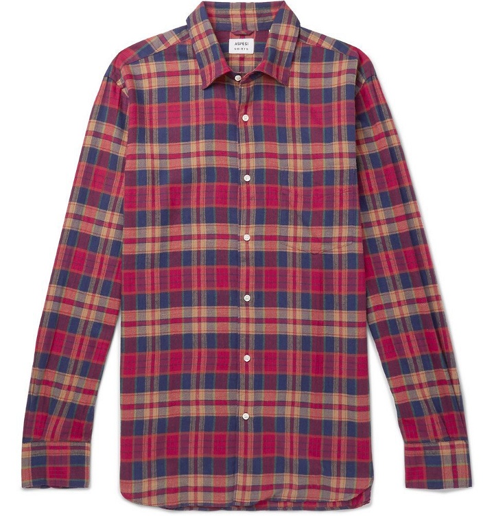 Photo: Aspesi - Slim-Fit Checked Cotton-Flannel Shirt - Men - Red