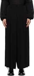 Y's Black Double Tucked Wide Trousers