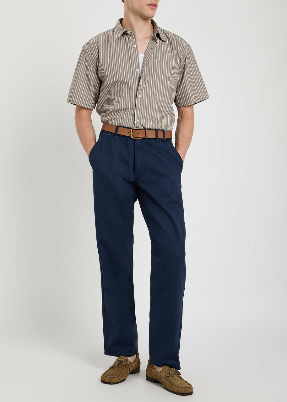Forét Straight-leg Twill-cotton Trousers Navy