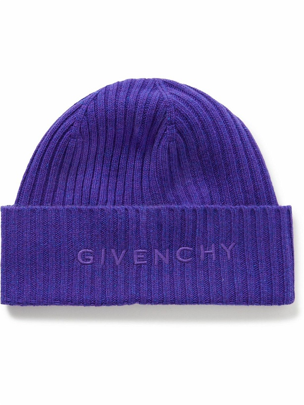 Photo: Givenchy - Logo-Embroidered Ribbed Wool and Cashmere-Blend Beanie
