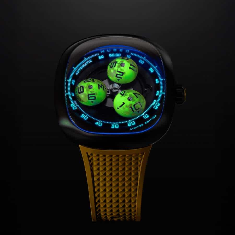 Nubeo Tri-Star Orbit Yellow Dial Mens Watch NB-6116-06
