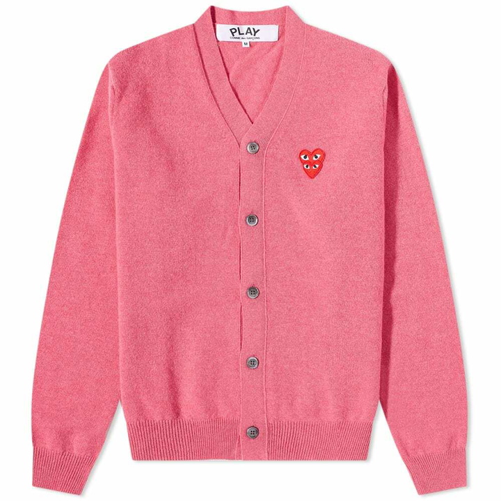 Photo: Comme des Garçons Play Men's Overlapping Heart Cardigan in Pink