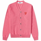 Comme des Garçons Play Men's Overlapping Heart Cardigan in Pink