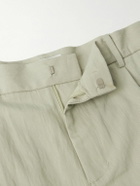 LE 17 SEPTEMBRE - Straight-Leg Pleated Nylon and Cotton-Blend Twill Bermuda Shorts - Green
