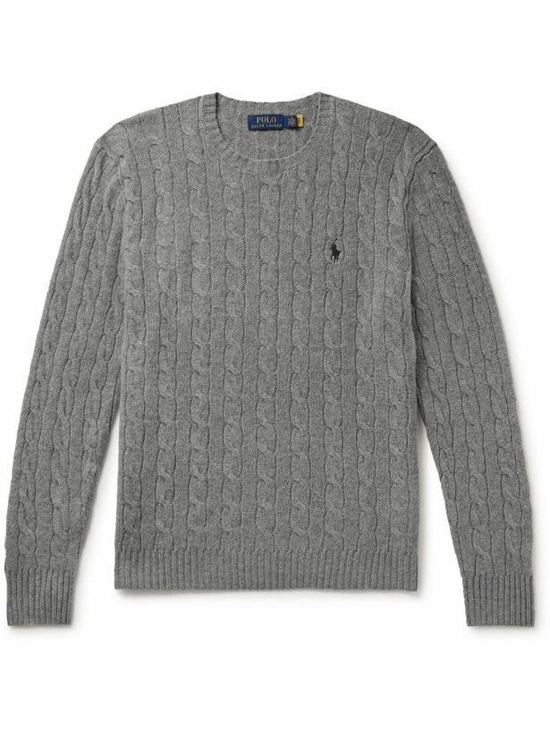 Photo: Polo Ralph Lauren - Slim-Fit Cable-Knit Wool and Cashmere-Blend Sweater - Gray