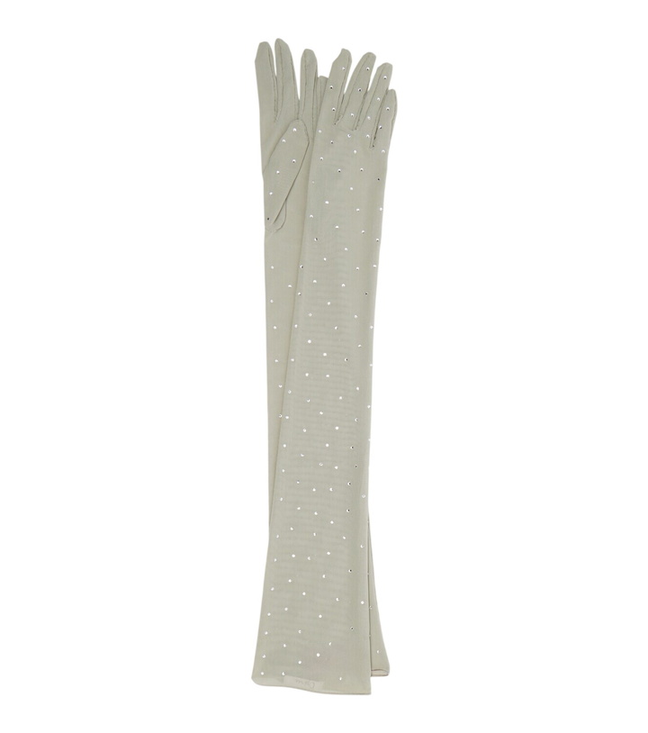 Photo: Oséree Crystal-embellished mesh gloves