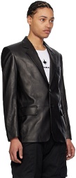 Helmut Lang Black Notched Leather Blazer