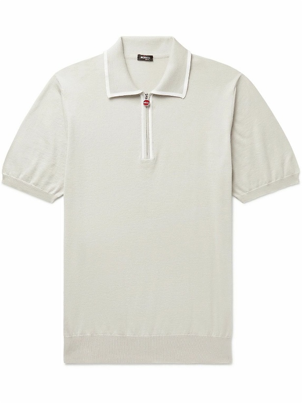 Photo: Kiton - Slim-Fit Cotton Half-Zip Polo Shirt - Gray