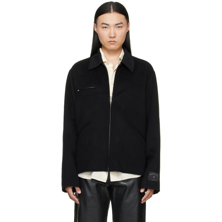 Photo: MM6 Maison Margiela Black Double-Faced Wool Zip Jacket