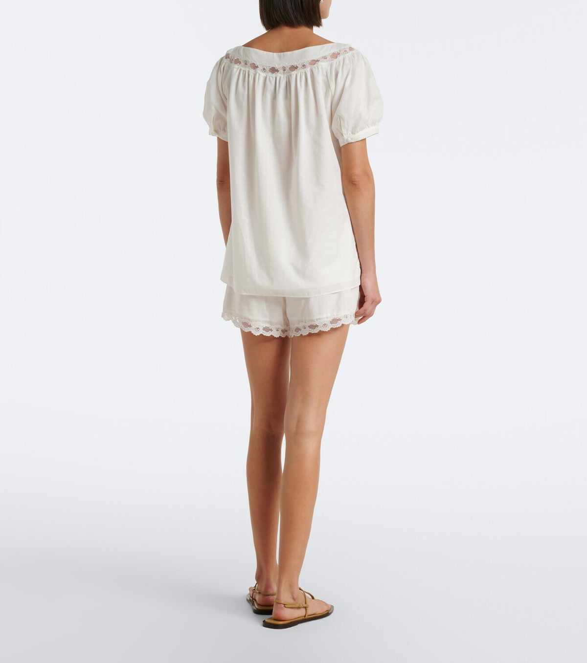 Posse Marilyn lace-trimmed cotton shorts