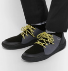 Lanvin - Stretch-Knit and Leather High-Top Sneakers - Men - Black
