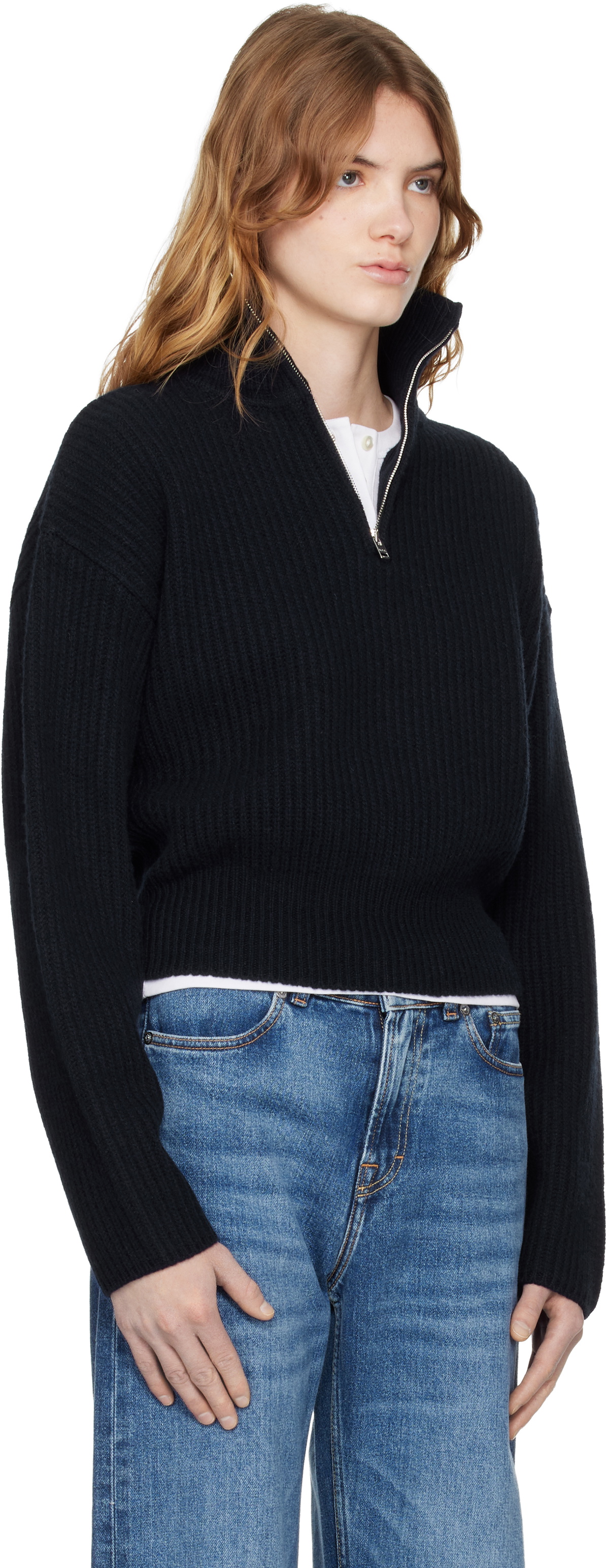 A.P.C. Navy Large Rib Sweater