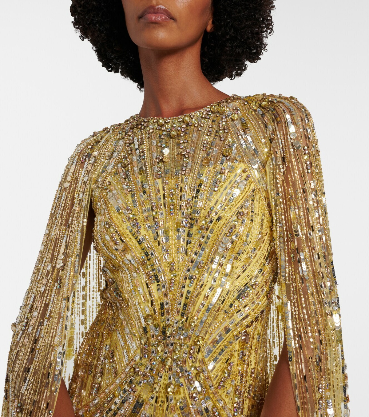 Jenny Packham Elio embellished caped gown