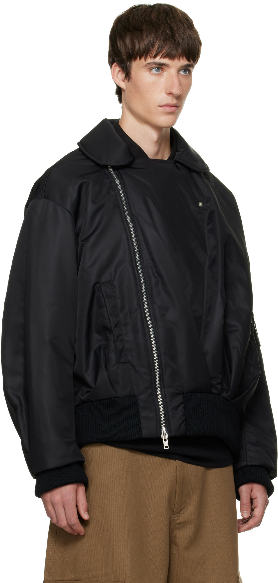Simone Rocha Black Draped Side Zip Bomber Jacket