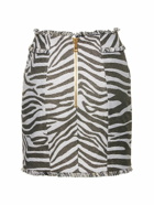 BALMAIN - High Waist Zebra Lurex Mini Skirt