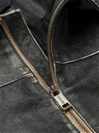 Enfants Riches Déprimés - Sleep Sound Logo-Print Distressed Textured-Leather Jacket - Black