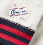 Todd Snyder Champion - Logo-Appliquéd Contrast-Tipped Mélange Loopback Cotton-Jersey Sweatshirt - Neutrals
