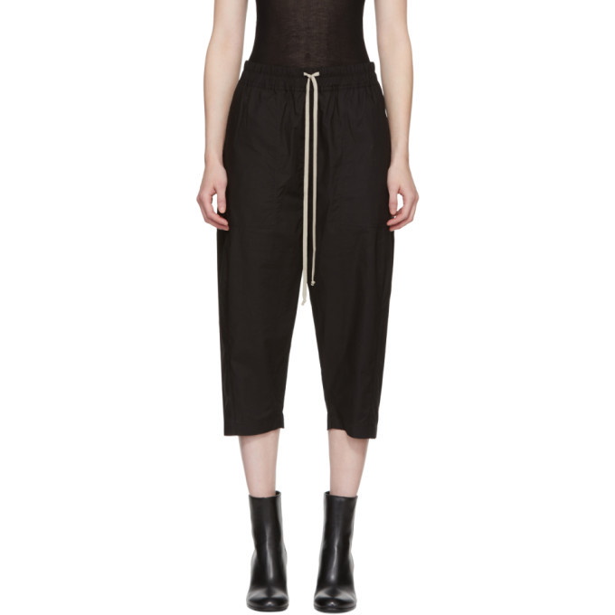 Photo: Rick Owens Drkshdw Black Poplin Drawstring Cropped Lounge Pants