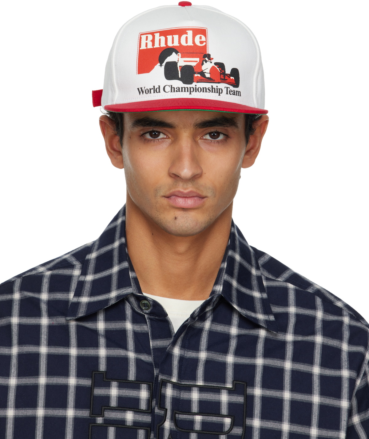 Rhude Red & White 'Rhude' Trophy Racing Cap