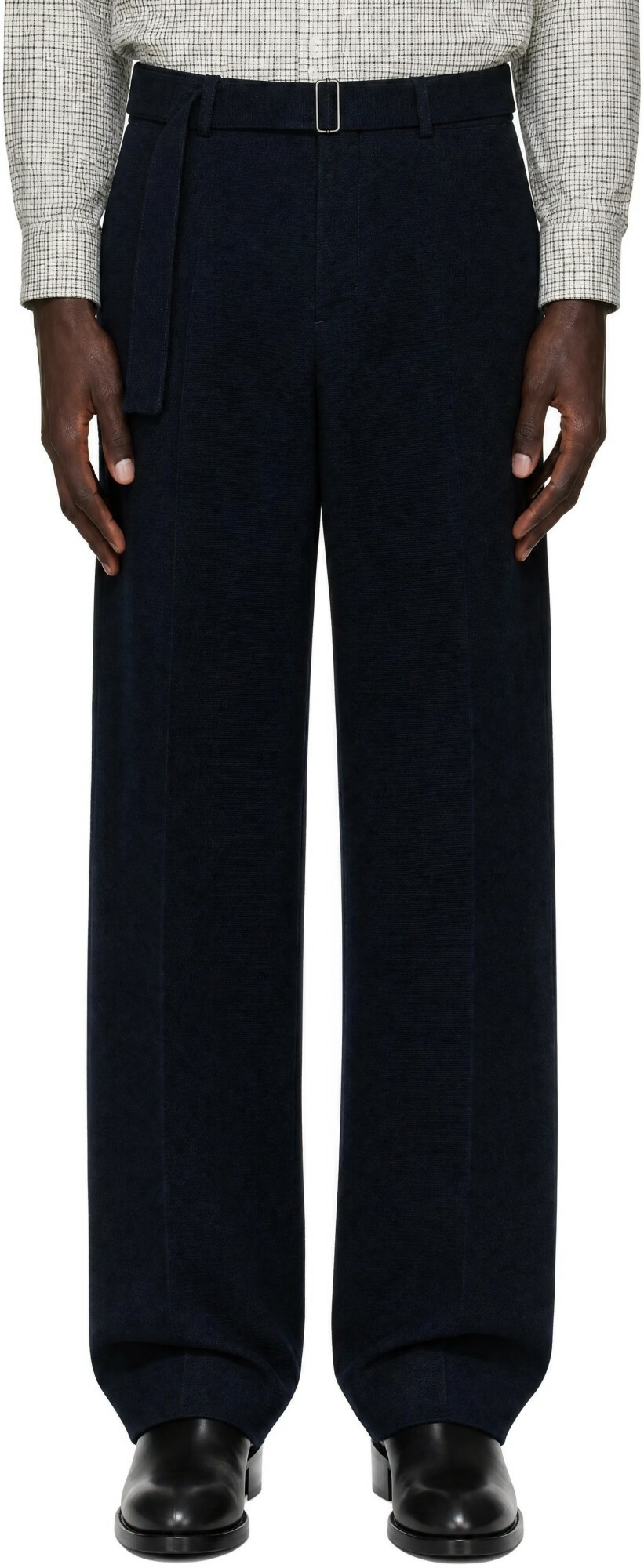 Studio Nicholson Navy Vital Belted Trousers