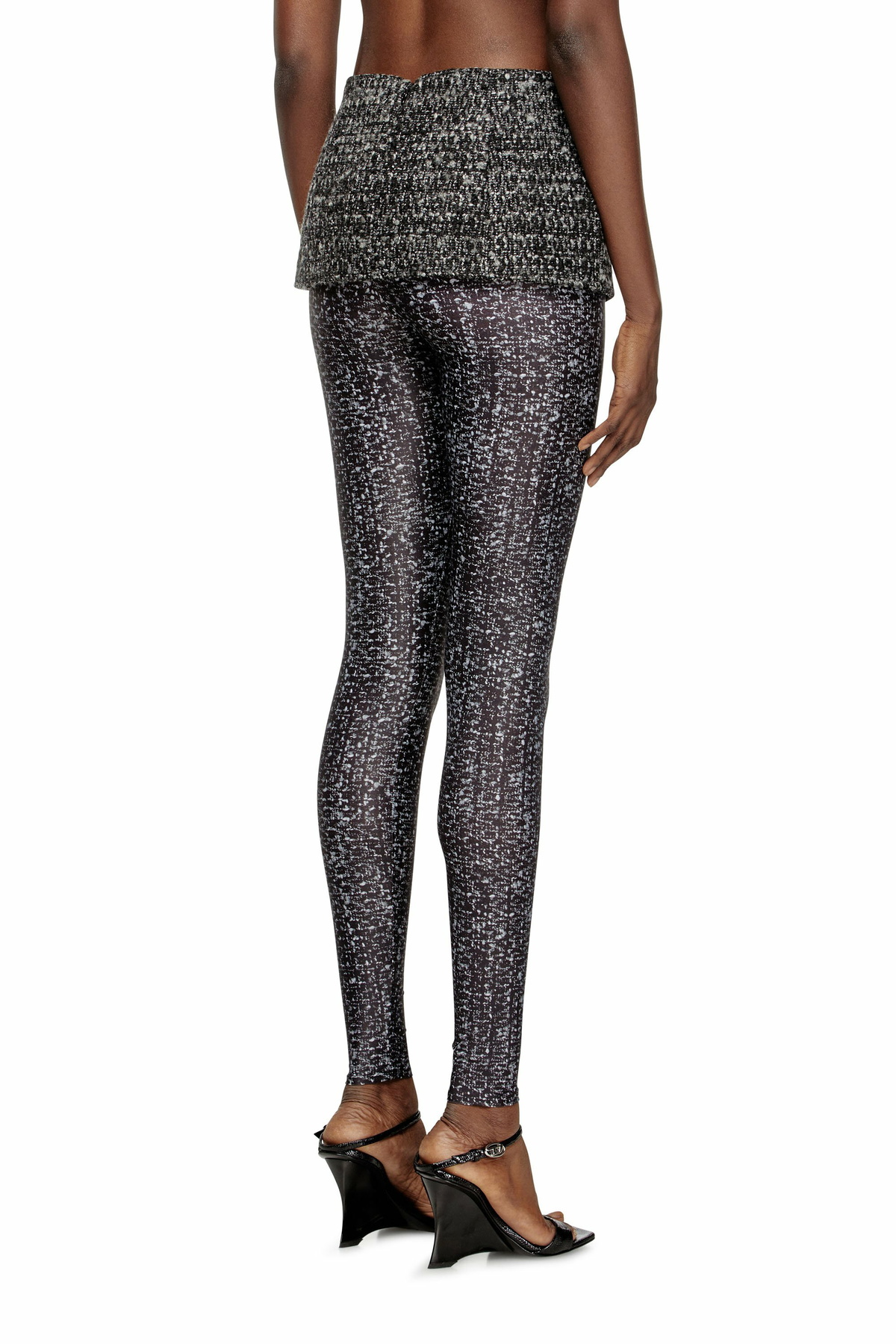 Diesel Bouclé skirt with leggings - Pants Womens in Black