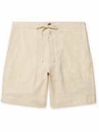 Richard James - Straight-Leg Striped Linen and Wool-Blend Drawstring Shorts - Brown