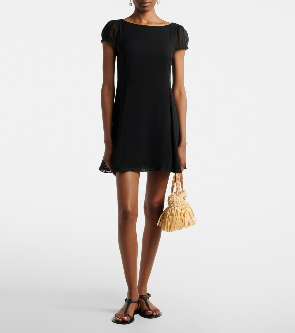 Posse Priscilla lace-trimmed silk minidress