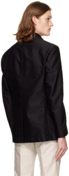 TOM FORD Black Double-Breasted Peacoat