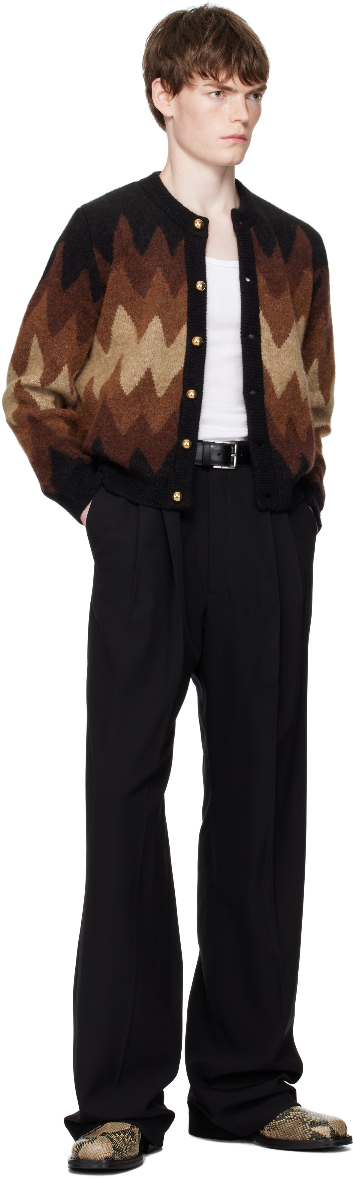 Ernest W. Baker Black & Brown Degrade Jacquard Cardigan