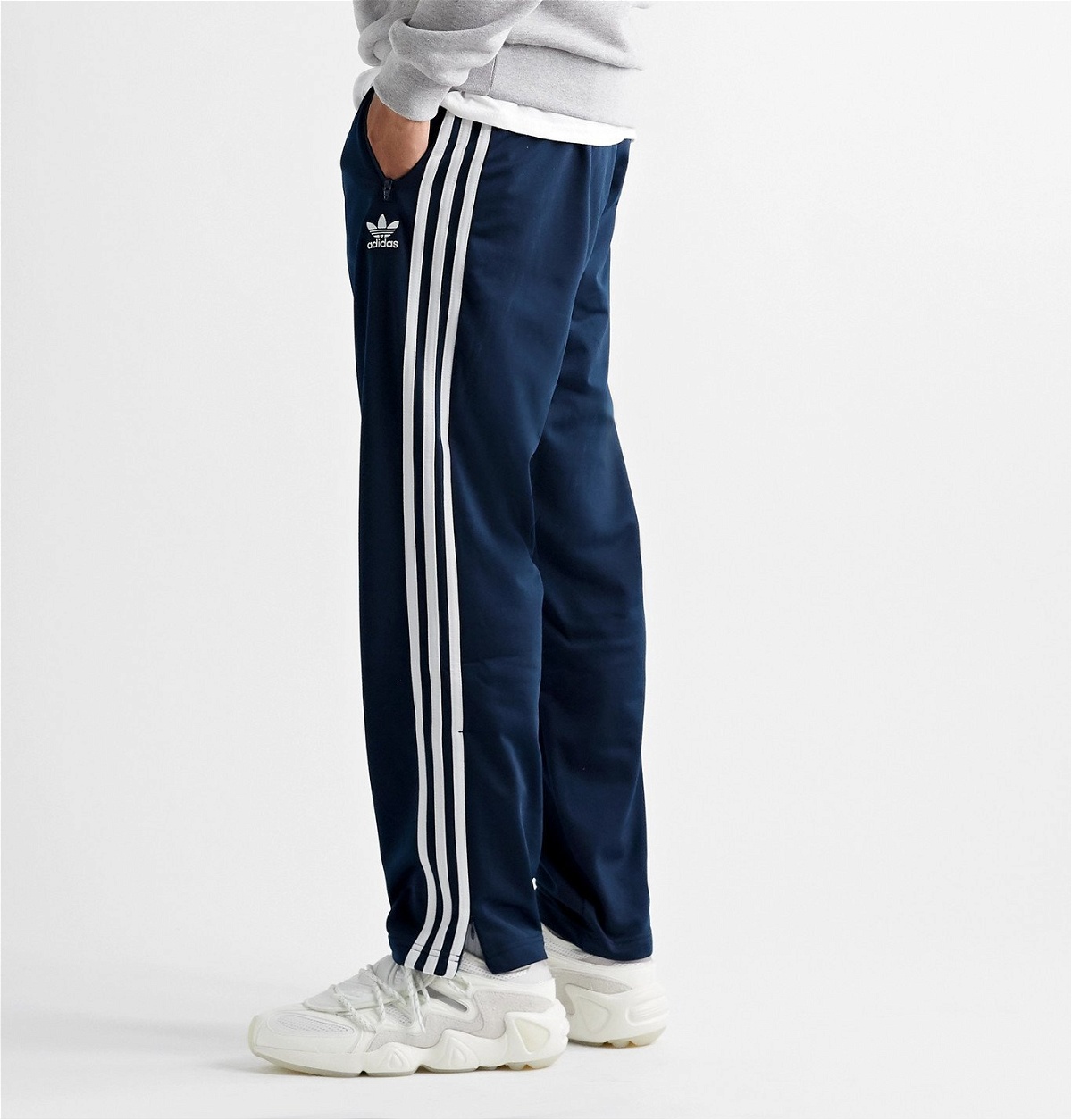 adidas Originals - Firebird Slim-Fit Logo-Embroidered Striped Satin-Jersey  Track Pants - Blue adidas Originals by Alexander Wang