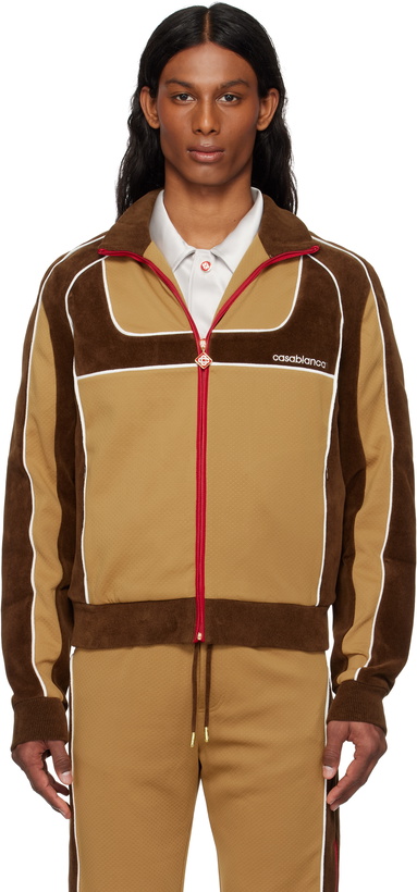 Photo: Casablanca Brown & Beige Chenille Panelled Track Jacket