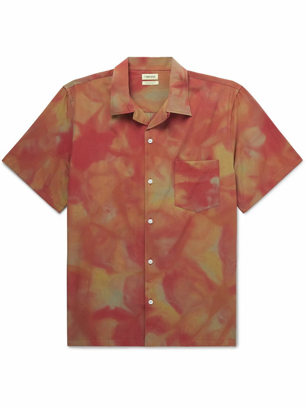 Photo: De Bonne Facture - Convertible-Collar Tie-Dyed Cotton Shirt - Red