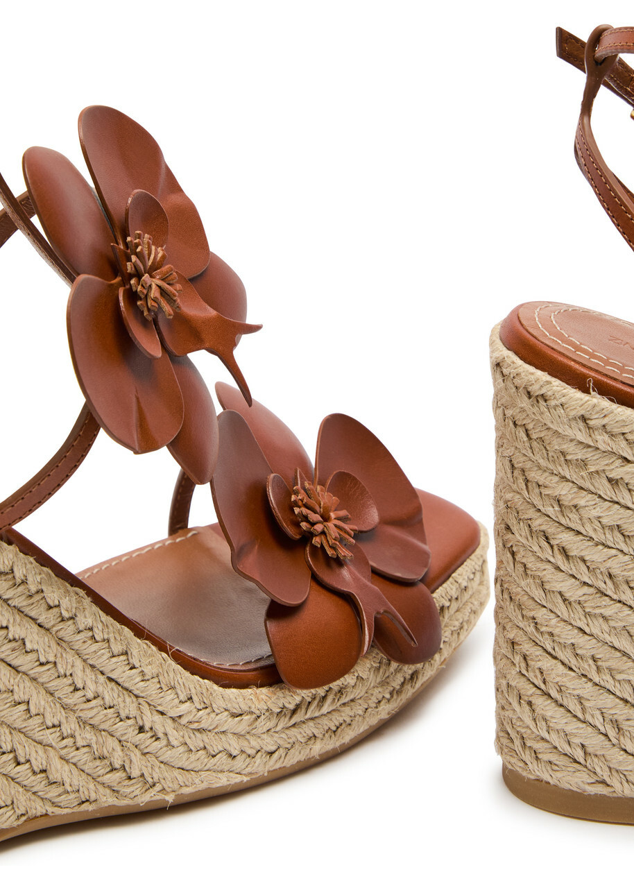 Zimmermann Orchid 110 Leather Wedge Espadrilles Brown