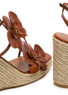 Zimmermann Orchid 110 Leather Wedge Espadrilles Brown