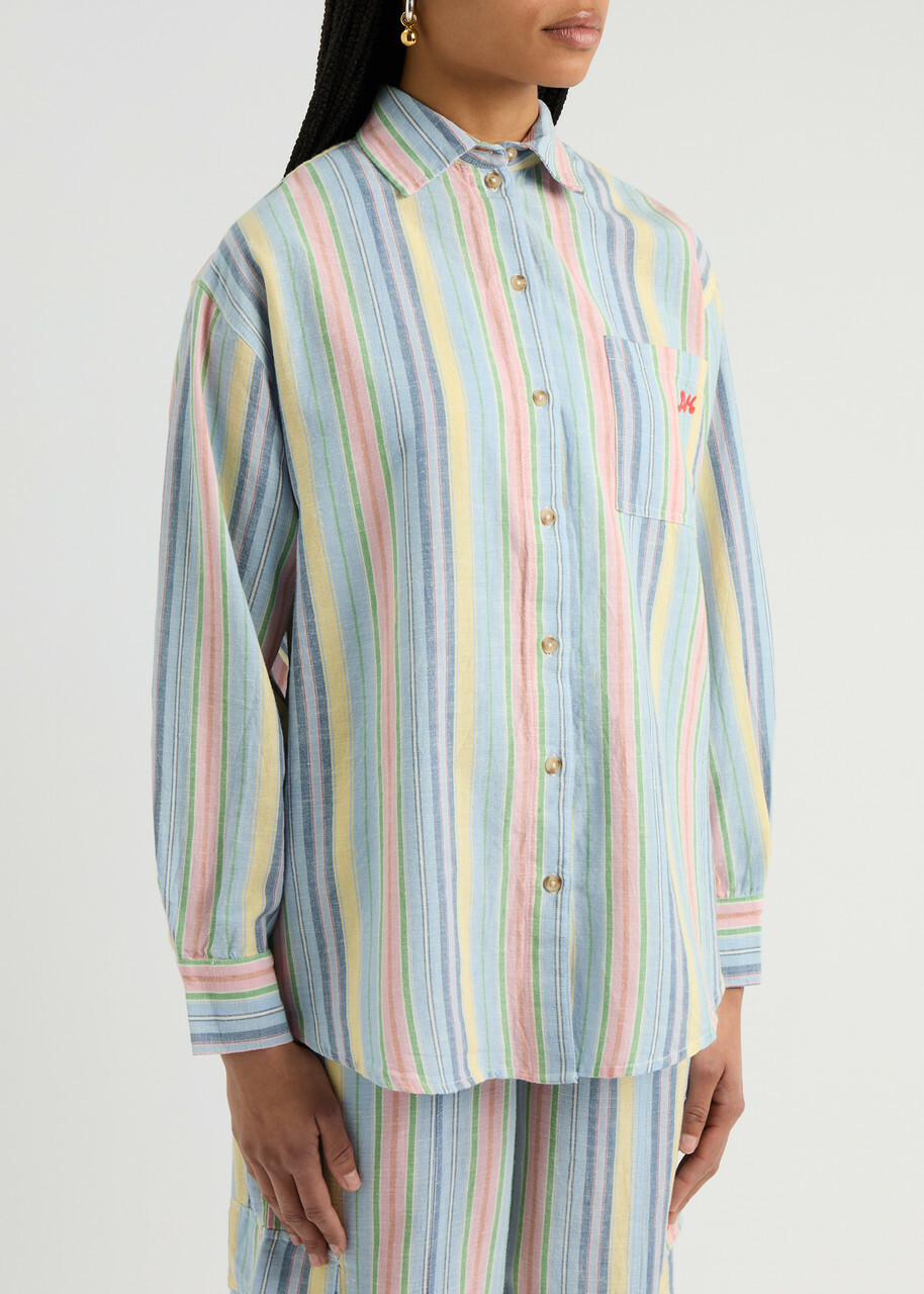 Damson Madder Skyla Striped Cotton-blend Shirt Multicoloured