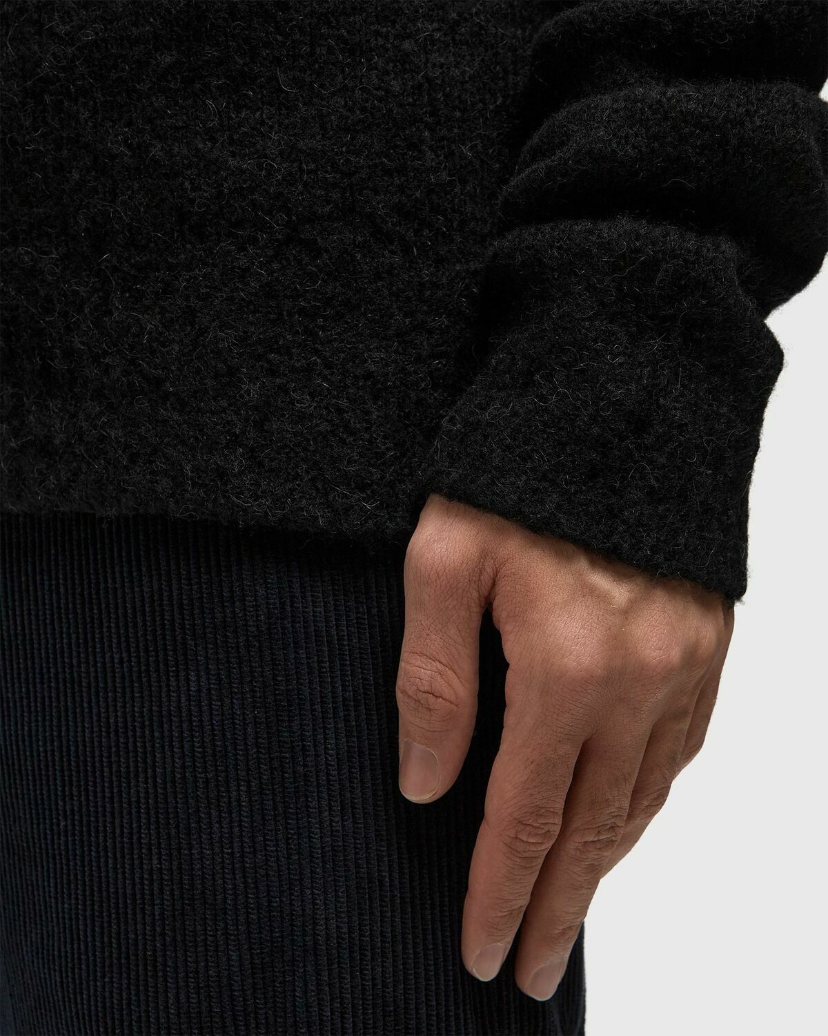 Norse Projects Rasmus Mock Neck Relaxed Brushed Sweater Black Mens Pullover