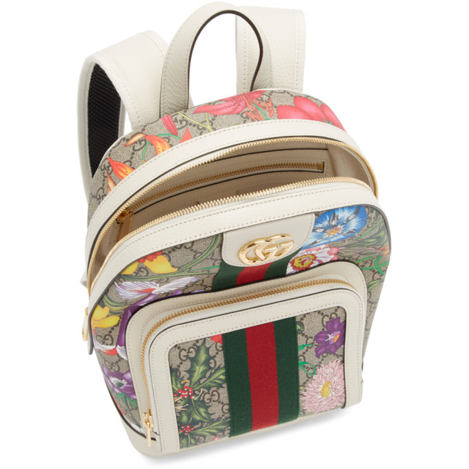 NEW Gucci Flora Ophidia Backpack Multicolor Gucci Ophidia GG Flora Small Supreme Canvas Bag Beige main image 4