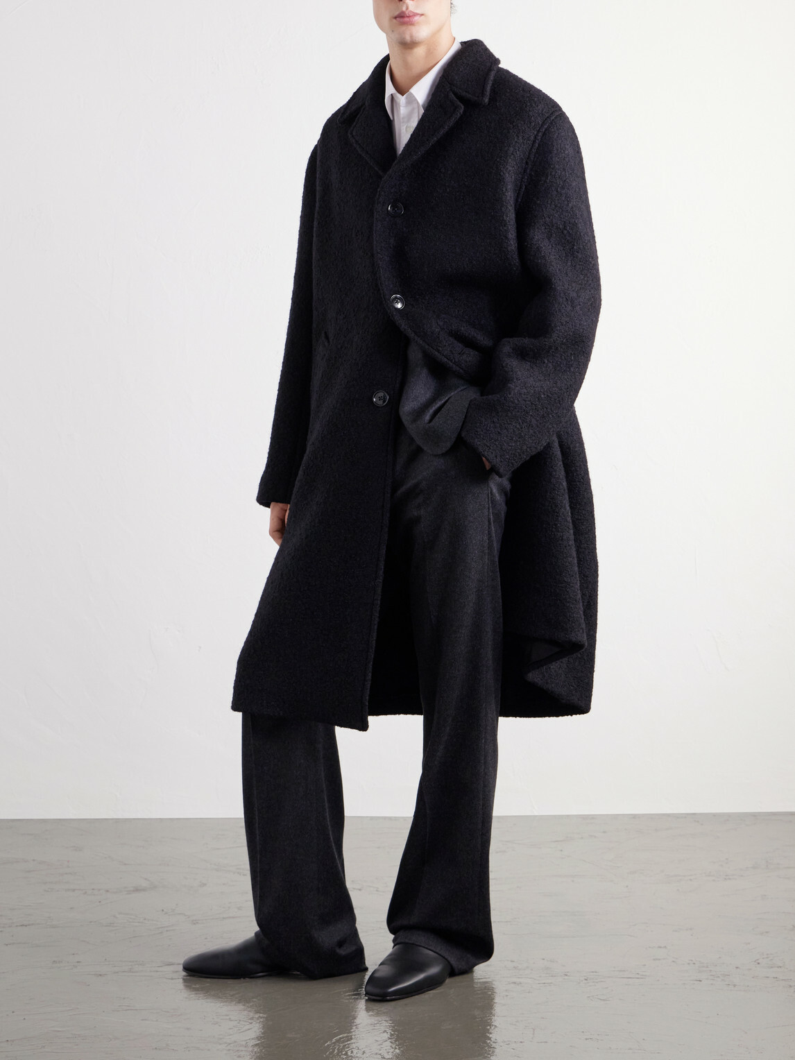 TOTEME - Brushed Wool-Blend Coat - Black