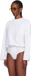 Jean Paul Gaultier White Mix Jersey Long Sleeves Bodysuit