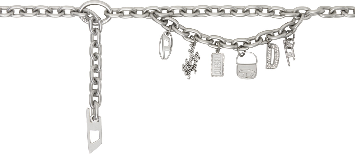 Diesel Silver B-Charm Chain Belt Diesel