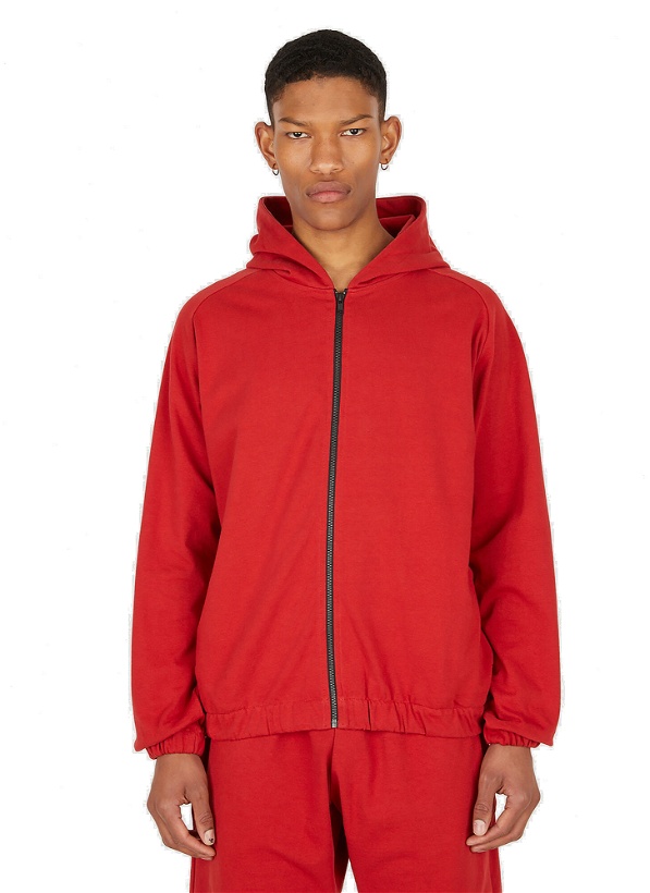Photo: Compass Zipped Hooded Sweatshirt in Red