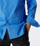 Tom Ford Leather-trimmed studded cotton poplin shirt