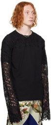 Dries Van Noten Black Floral Long Sleeve T-Shirt
