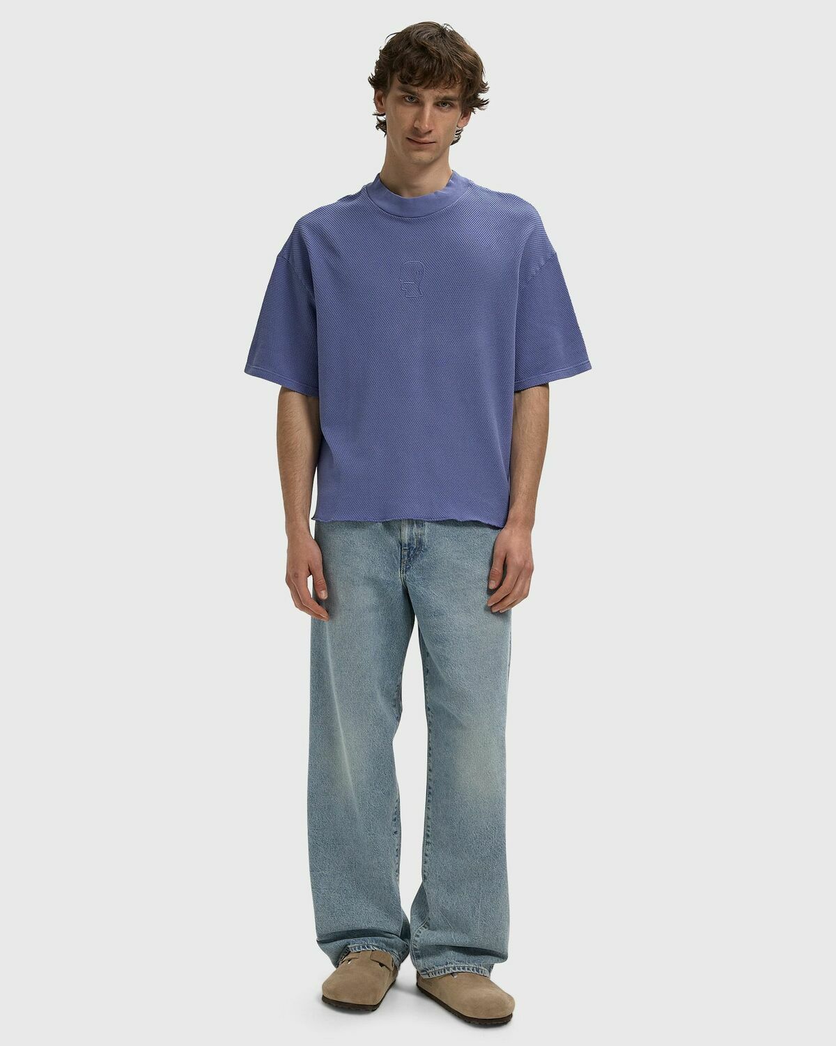 Boxy Pique Mock Neck Tee