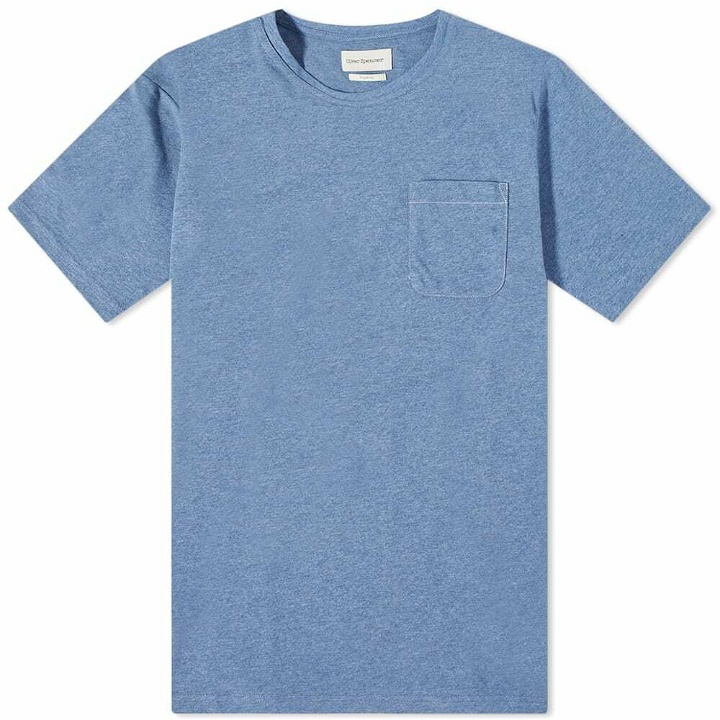 Photo: Oliver Spencer Men's Oli's Contrast Stitch T-Shirt in Sky Blue