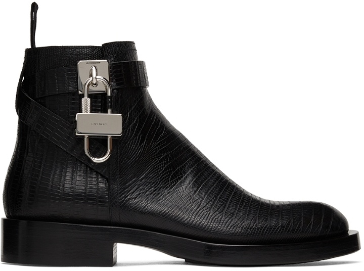Photo: Givenchy Black Lizard Padlock Boots